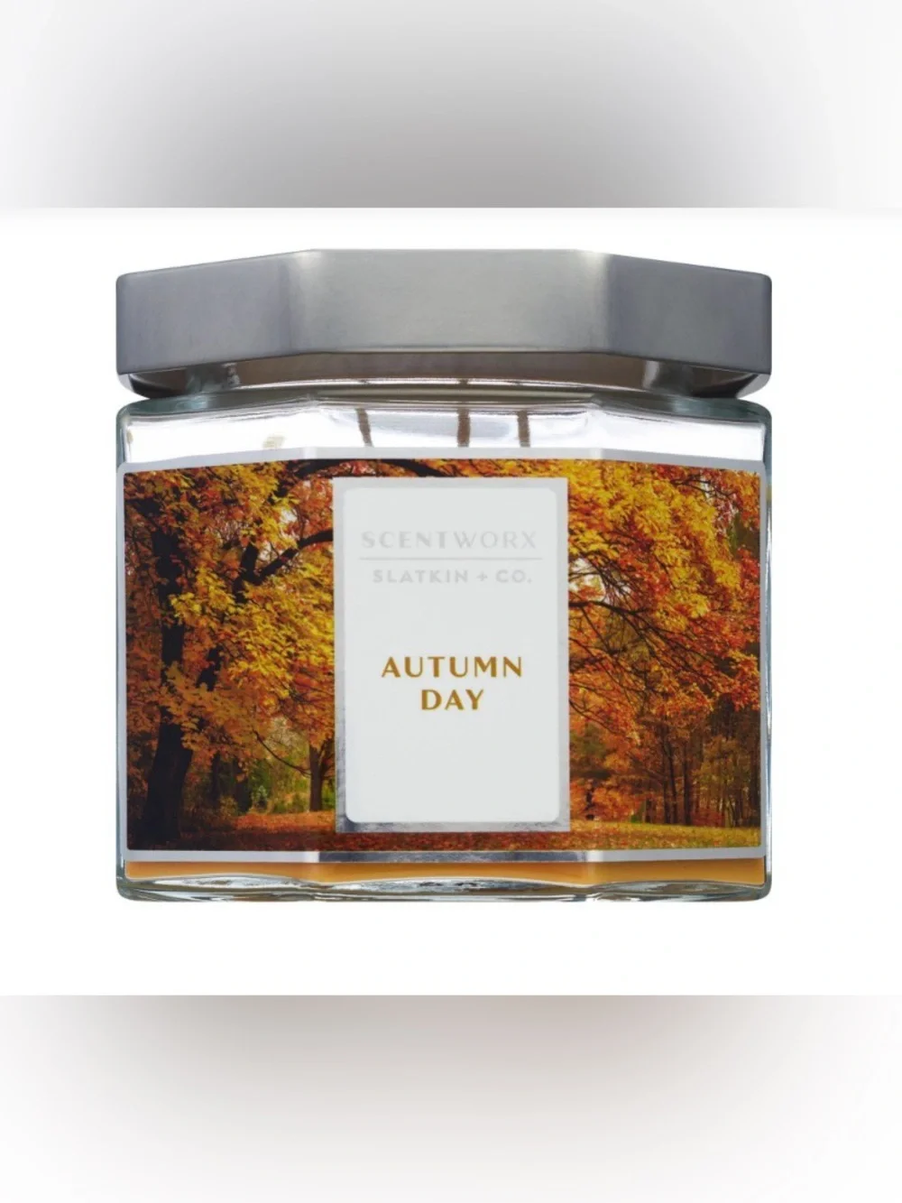 Autumn Day Scented Jar Candle - Silver Lid, Amber Wax